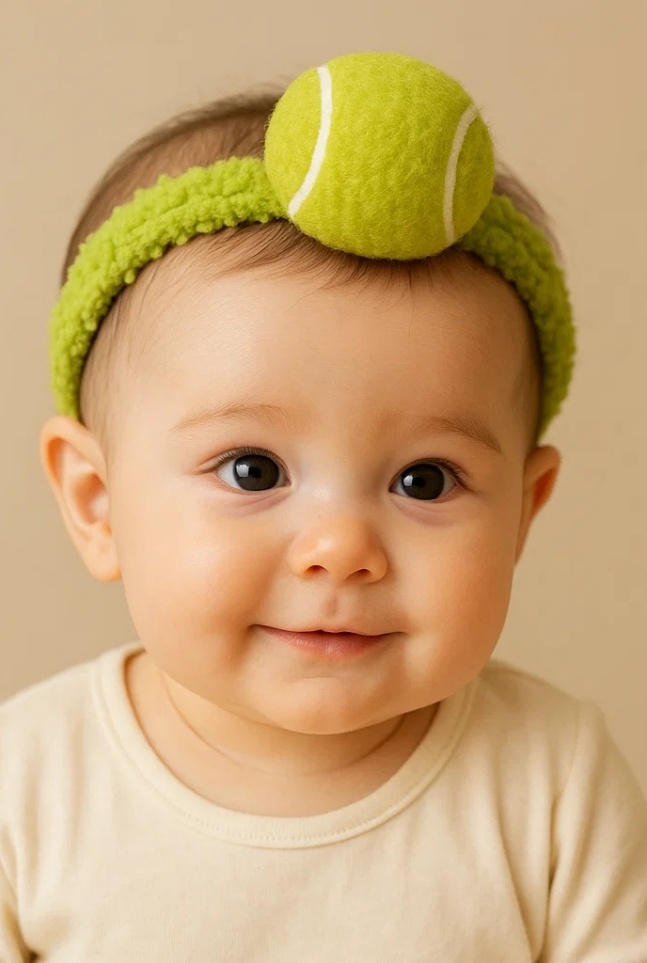 Cute Tennis Ball Plush Baby Headband – Sporty Court Style